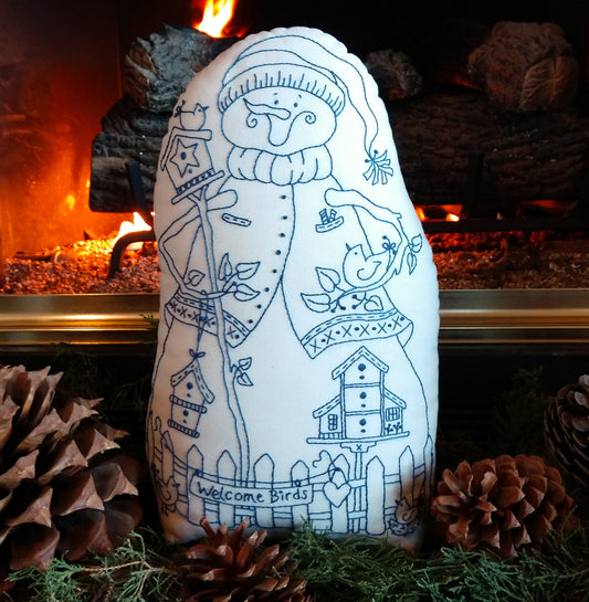 Mr. Snowman Doorstop - Hand Embroidery Pattern - Shipped