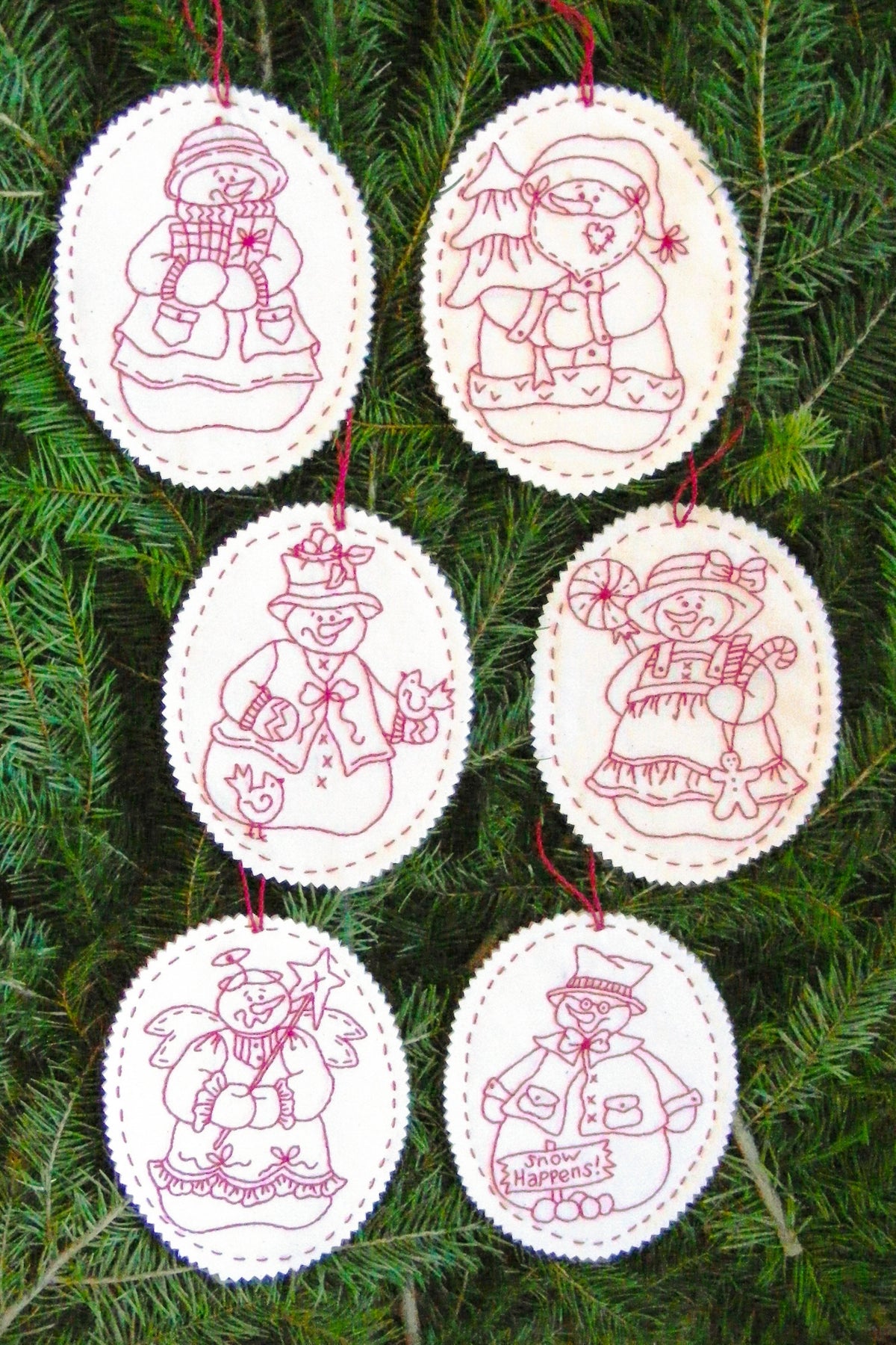 Snow Buddies Ornaments - Hand Embroidery Pattern - Shipped