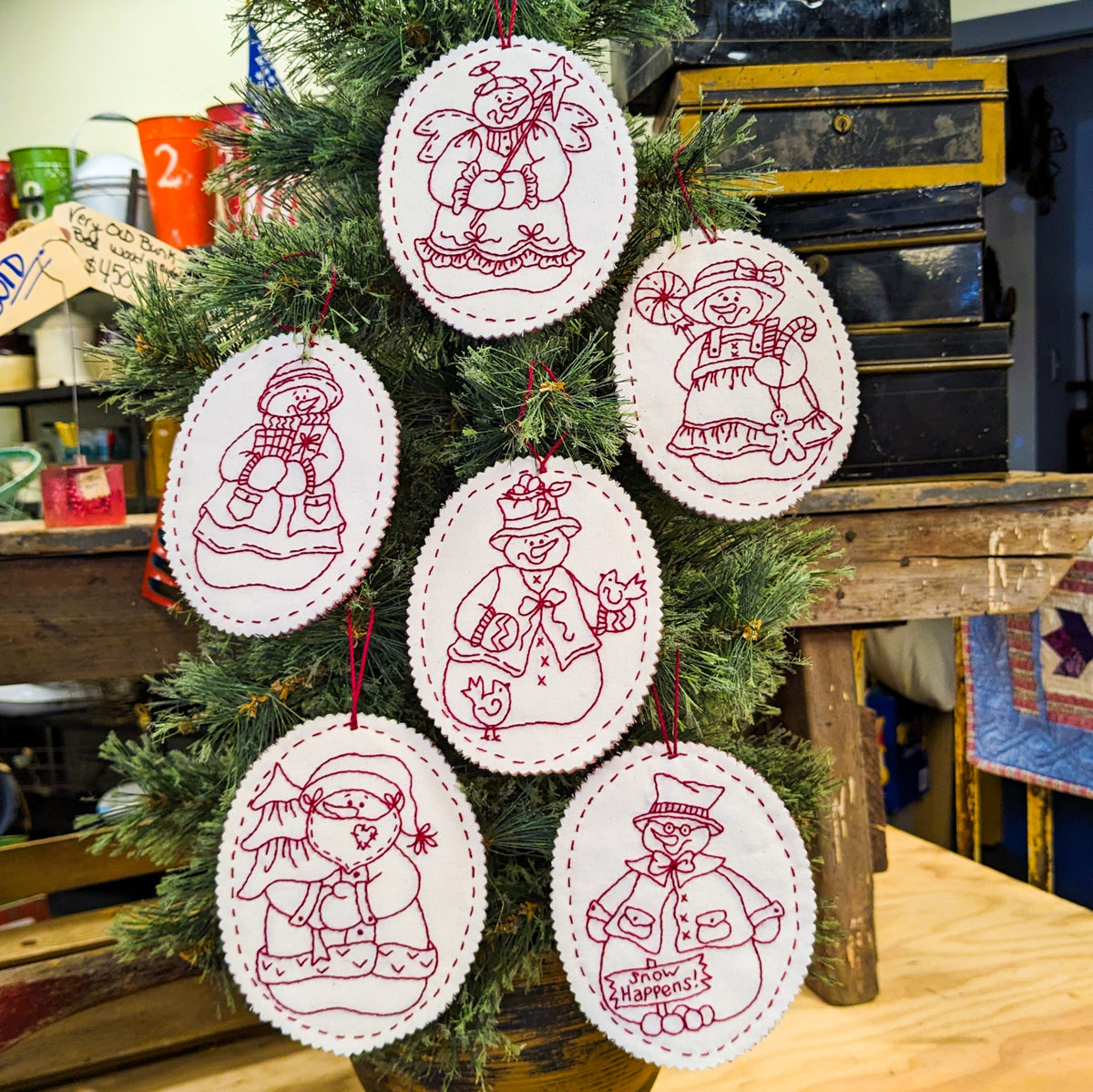 Snow Buddies Ornaments - Hand Embroidery Pattern - Shipped