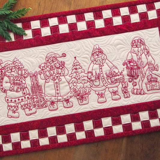 Santa Quartet Table Runner - Hand Embroidery Pattern - Shipped