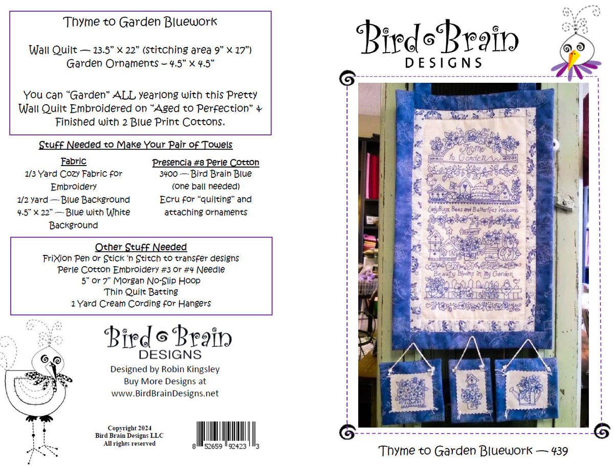 Thyme To Garden - Hand Embroidery Pattern - Shipped