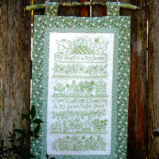 Garden Sampler GreenWork - Hand Embroidery Pattern - Shipped