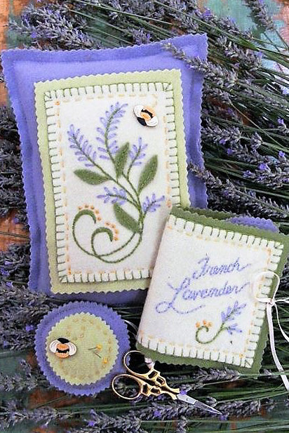 French Lavender Pin Cushion - Wool Applique Pattern - Shipped