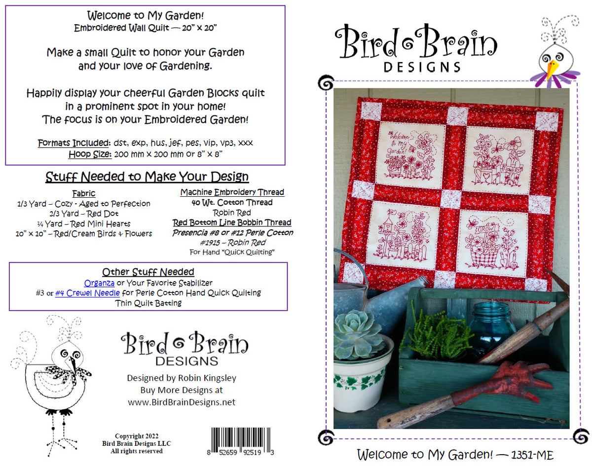 Welcome to my Garden - Machine Embroidery Pattern - Download