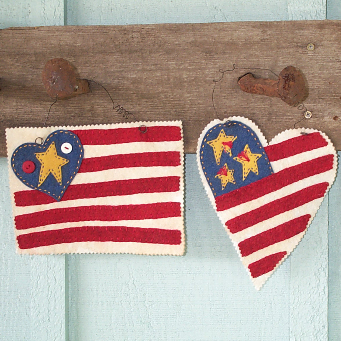 American Flaglette Trio - Wool Applique Pattern - Shipped