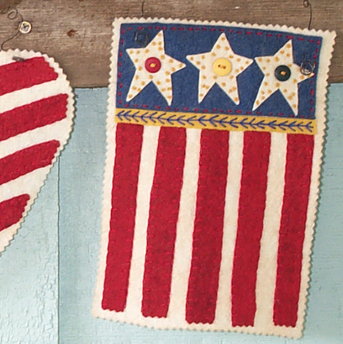 American Flaglette Trio - Wool Applique Pattern - Shipped