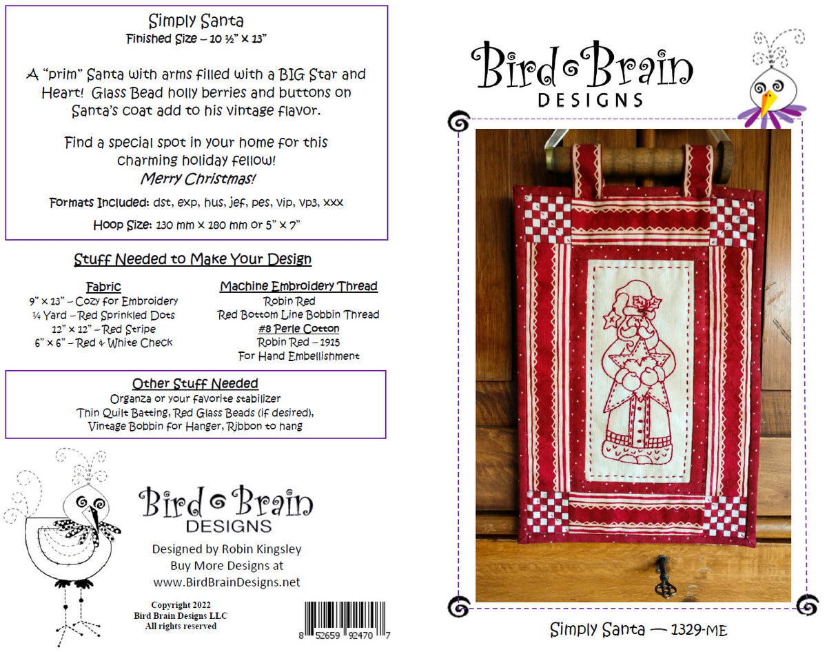 Simply Santa - Machine Embroidery Pattern - Download