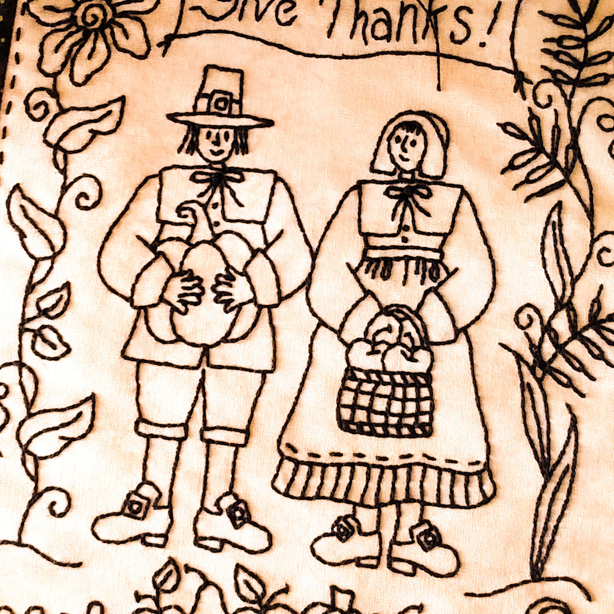 Give Thanks BlackWork - Hand Embroidery Pattern - Download