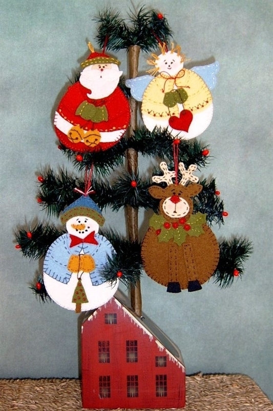 Roly-Poly Christmas Ornaments - Wool Applique Pattern - Shipped