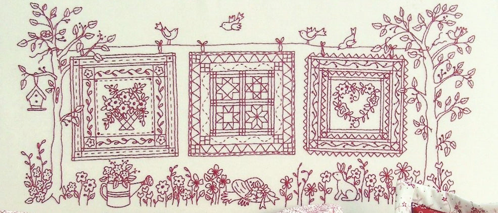 Quilts in the Garden - Hand Embroidery Pattern - Shipped