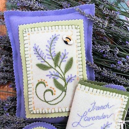 French Lavender Pin Cushion - Wool Applique Pattern - Shipped