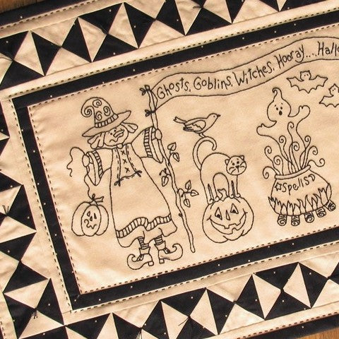 Witches Hooray Table Runner - Hand Embroidery Pattern - Shipped