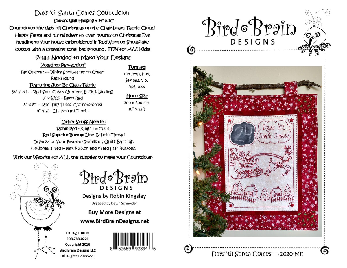 Days 'til Santa Comes - Machine Embroidery Pattern - Download