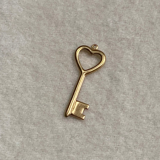 Golden Heart Key Charm
