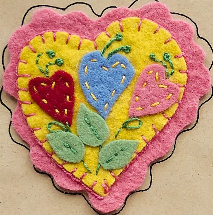 Floral Hearts - Wool Applique Pattern - Download 