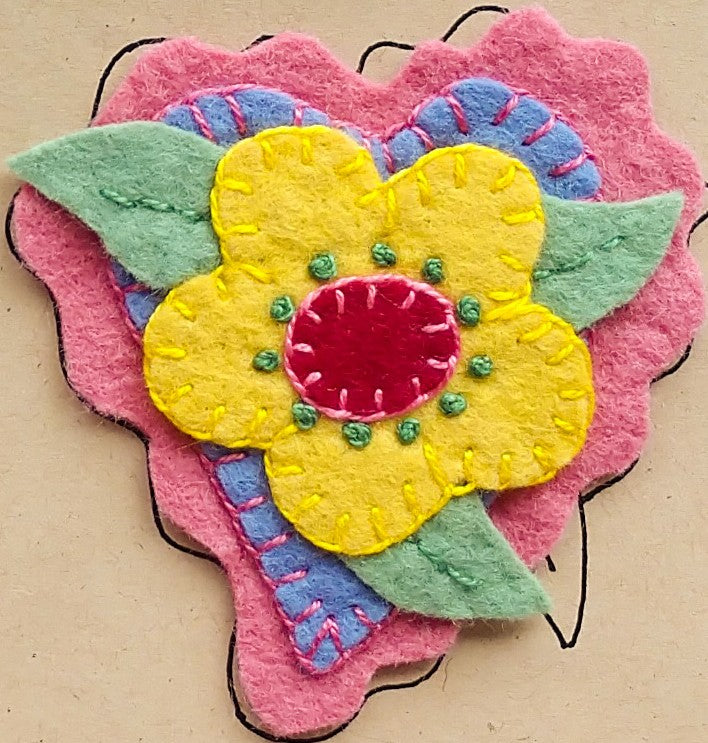 Floral Hearts - Wool Applique Pattern - Download 