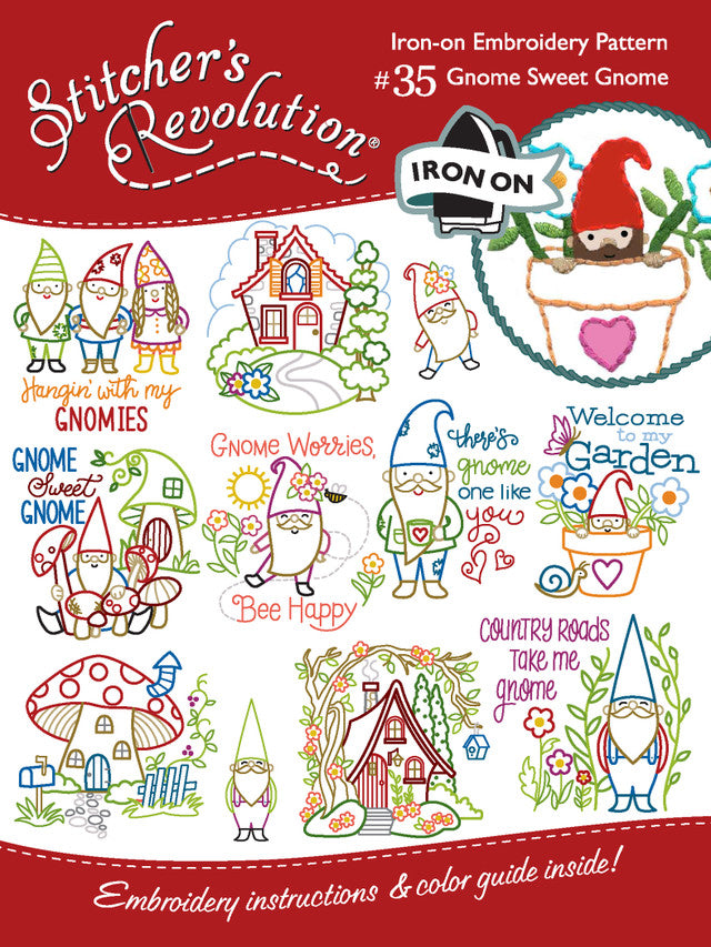Iron-On Embroidery - Gnome Sweet Gnome