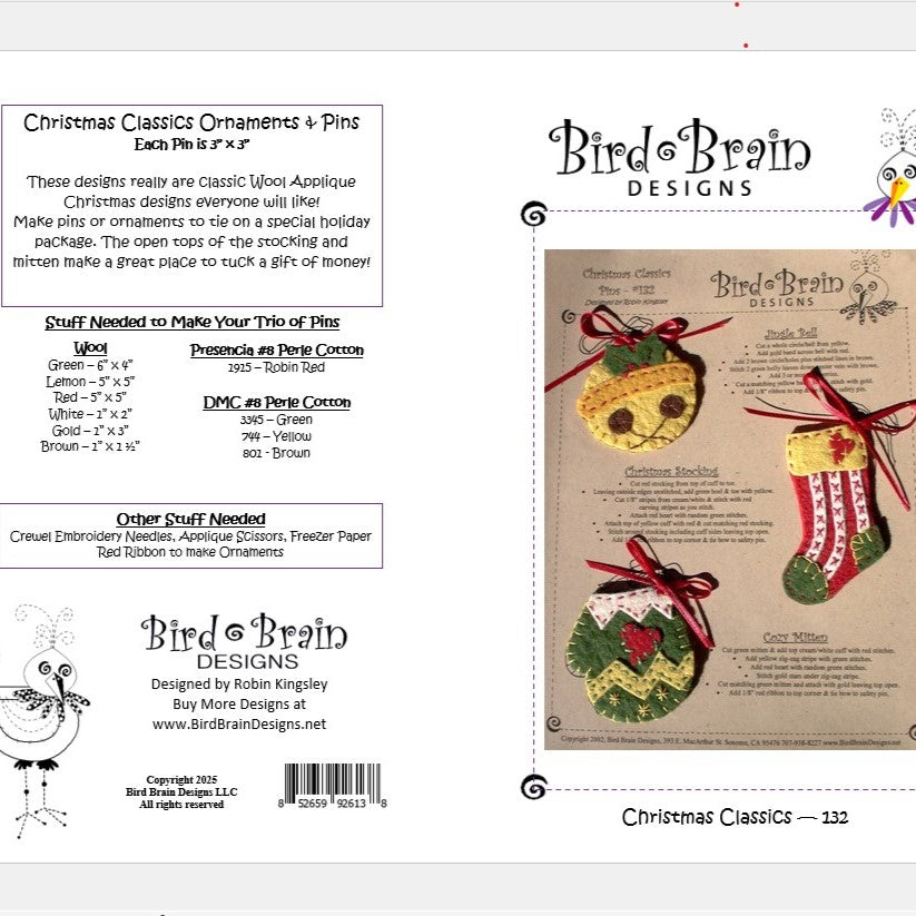 Christmas Classics - Wool Applique Pattern - Shipped