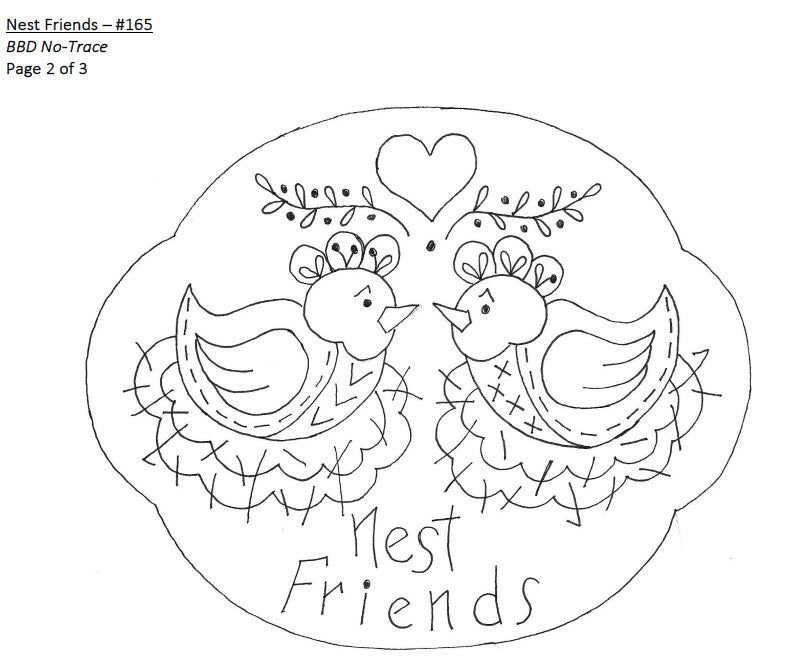 Nest Friends Redwork - Hand Embroidery Pattern - Download
