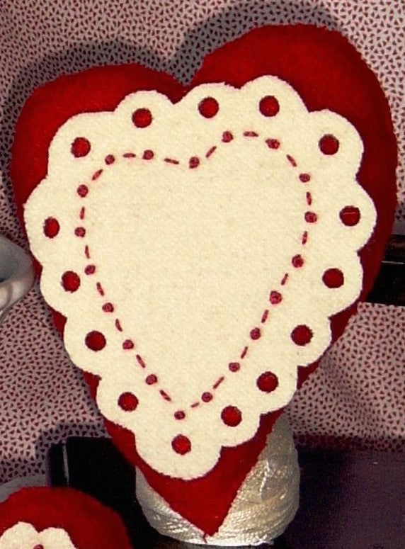 Lacey Heart Trio - Wool Applique Pattern - Shipped