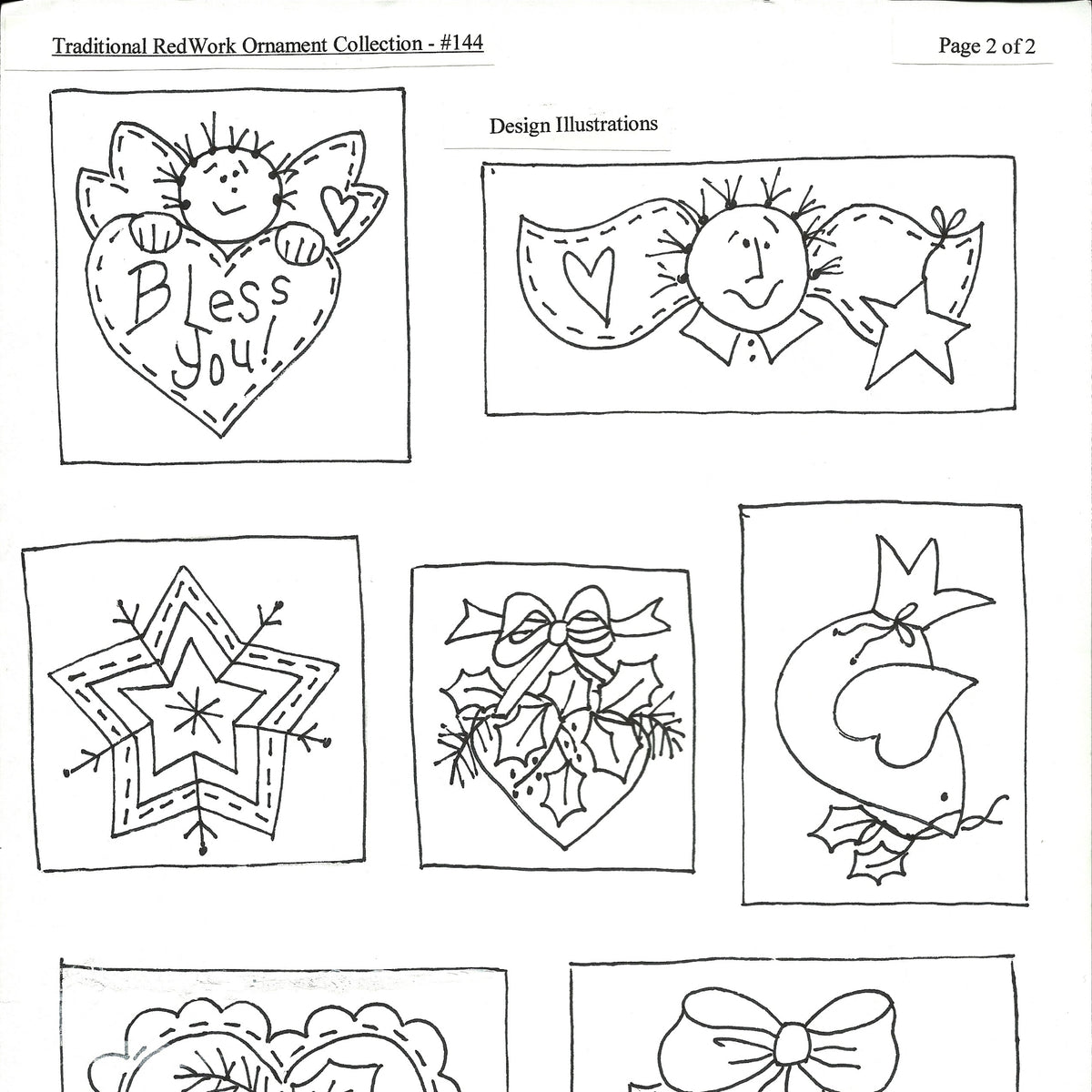 Traditional Redwork Ornaments - BBD No-Trace