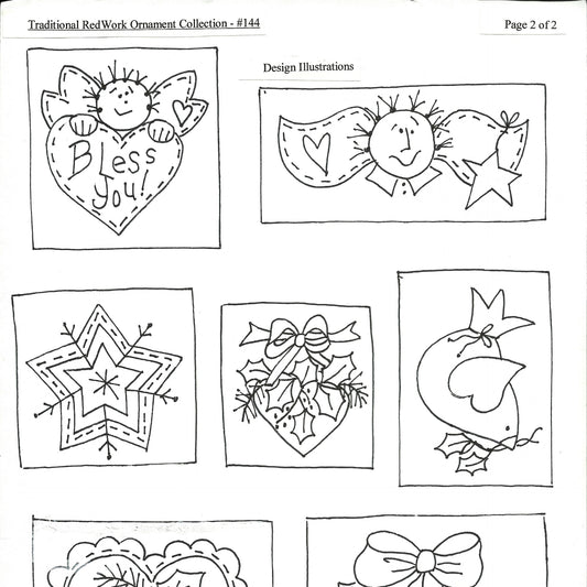 Traditional Redwork Ornaments - BBD No-Trace