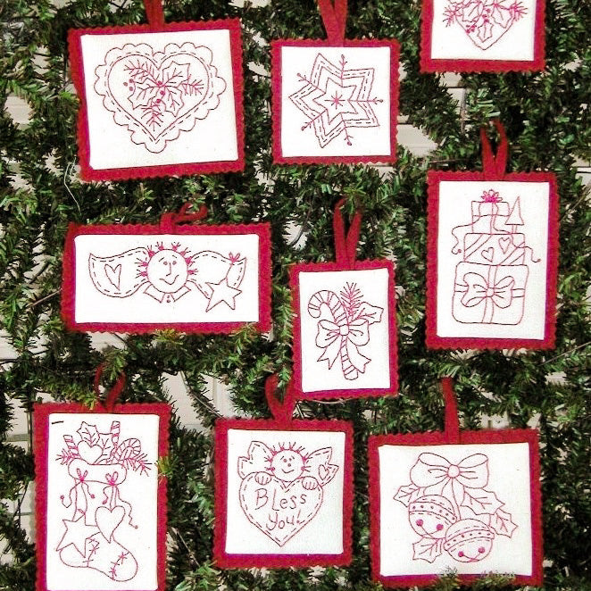 Traditional Redwork Ornaments - BBD No-Trace