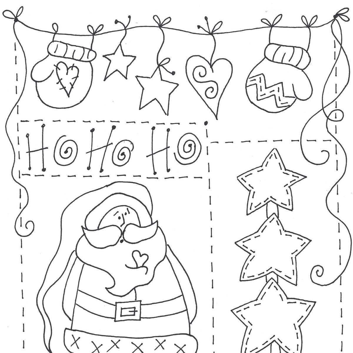 Ho Ho Ho Santa Redwork -  BBD No-Trace
