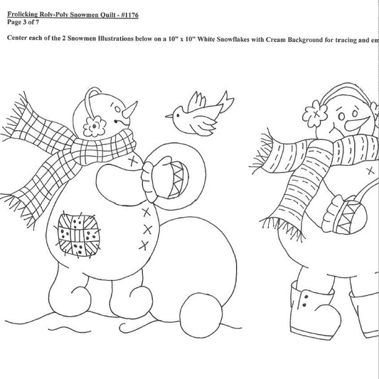 Frolicking Roly-Poly Snowmen Quilt - BBD No-Trace