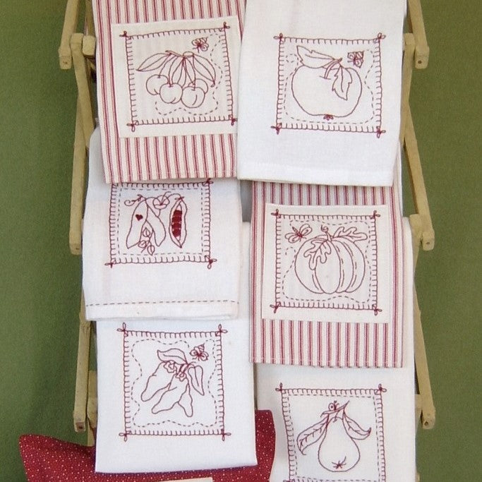 Fruit & Veggie Tea Towels - Hand Embroidery Pattern - Download