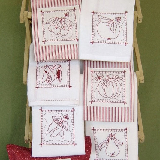 Fruit & Veggie Tea Towels - Hand Embroidery Pattern - Download