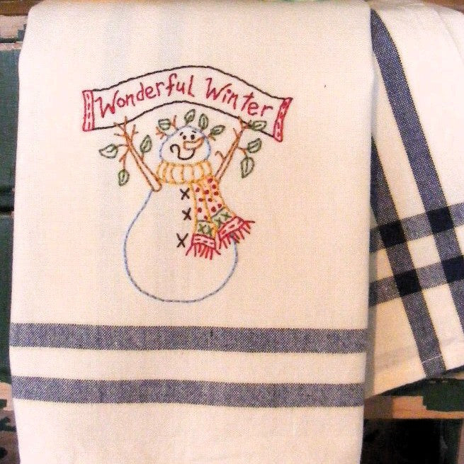 Wonderful Winter Tea Towel - Hand Embroidery Pattern - Download