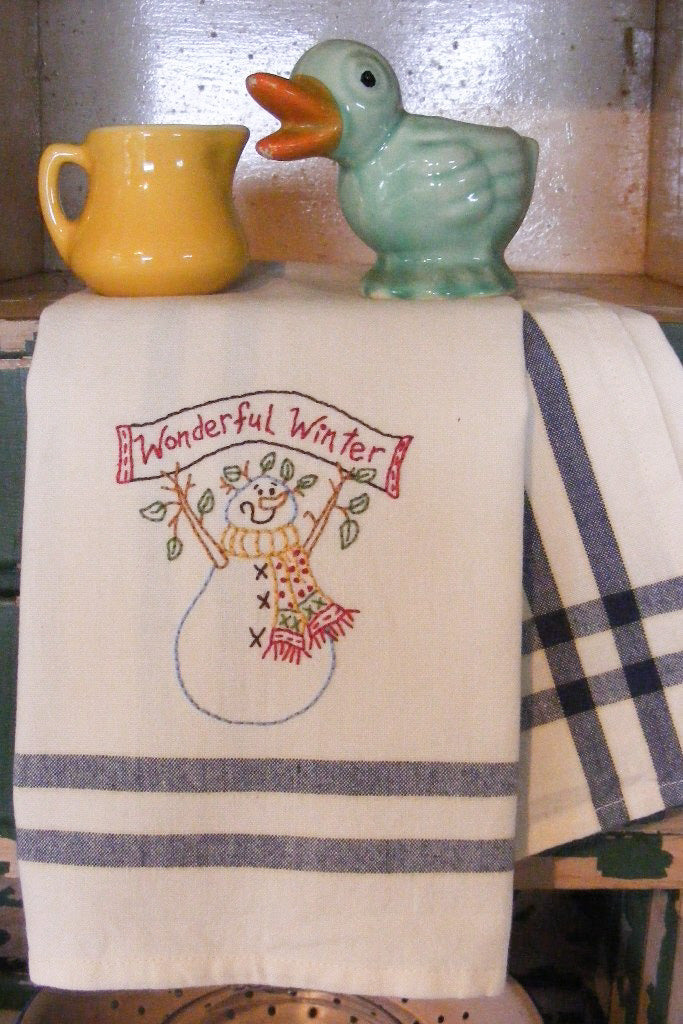 Wonderful Winter Tea Towel - Hand Embroidery Pattern - Download