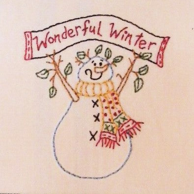 Wonderful Winter Tea Towel - Hand Embroidery Pattern - Download