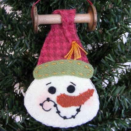 Bobbin Applique Snowman - Wool Applique Pattern - Download