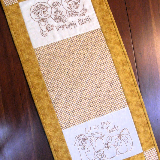 Halloween & Thanksgiving Table Runner - Hand Embroidery Pattern - Download
