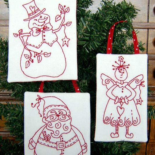 Three Winter Friends Ornaments - Hand Embroidery Pattern - Shipped