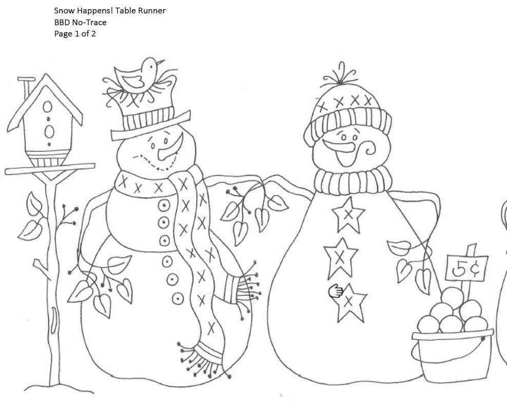 Snow Happens! Table Runner - Hand Embroidery Pattern - Shipped