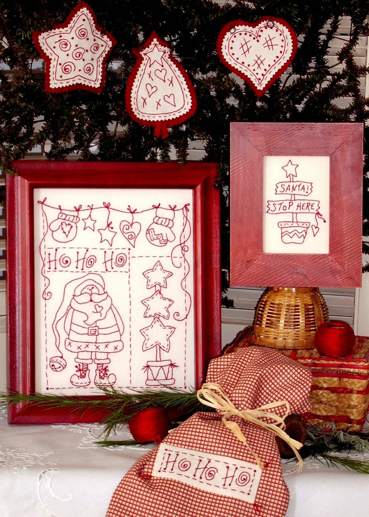 Ho Ho Ho Santa Redwork - Hand Embroidery Pattern - Download