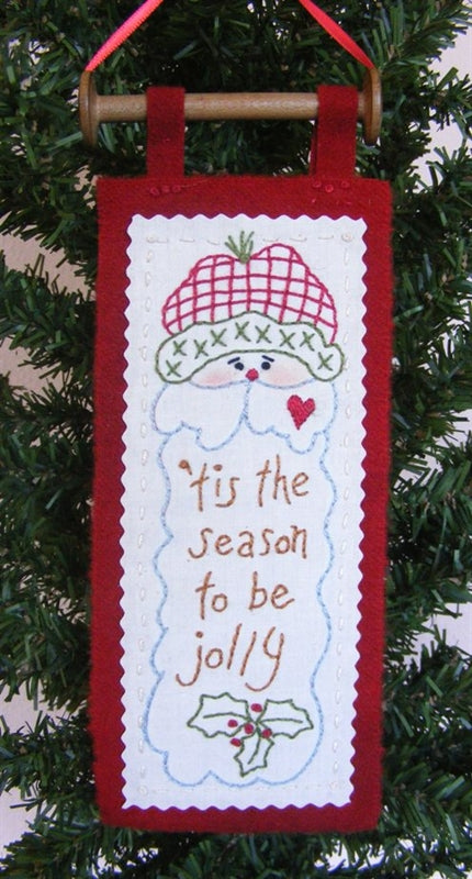 Bobbin Santa Ornament - Hand Embroidery Pattern - Shipped