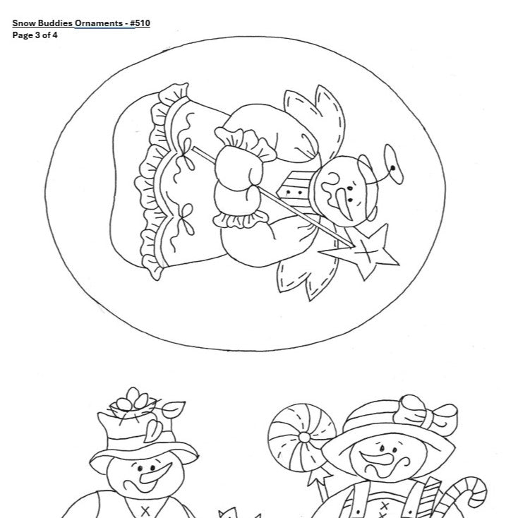 Snow Buddies Ornaments - Hand Embroidery Pattern - Shipped