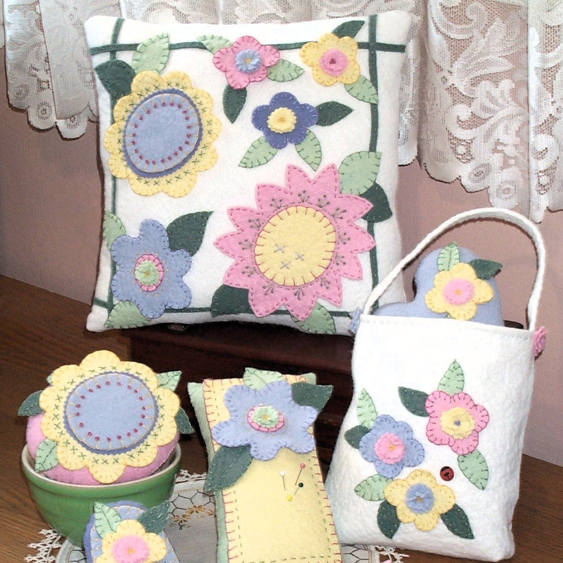Sherbet Blossoms Set - Wool Applique Pattern - Download