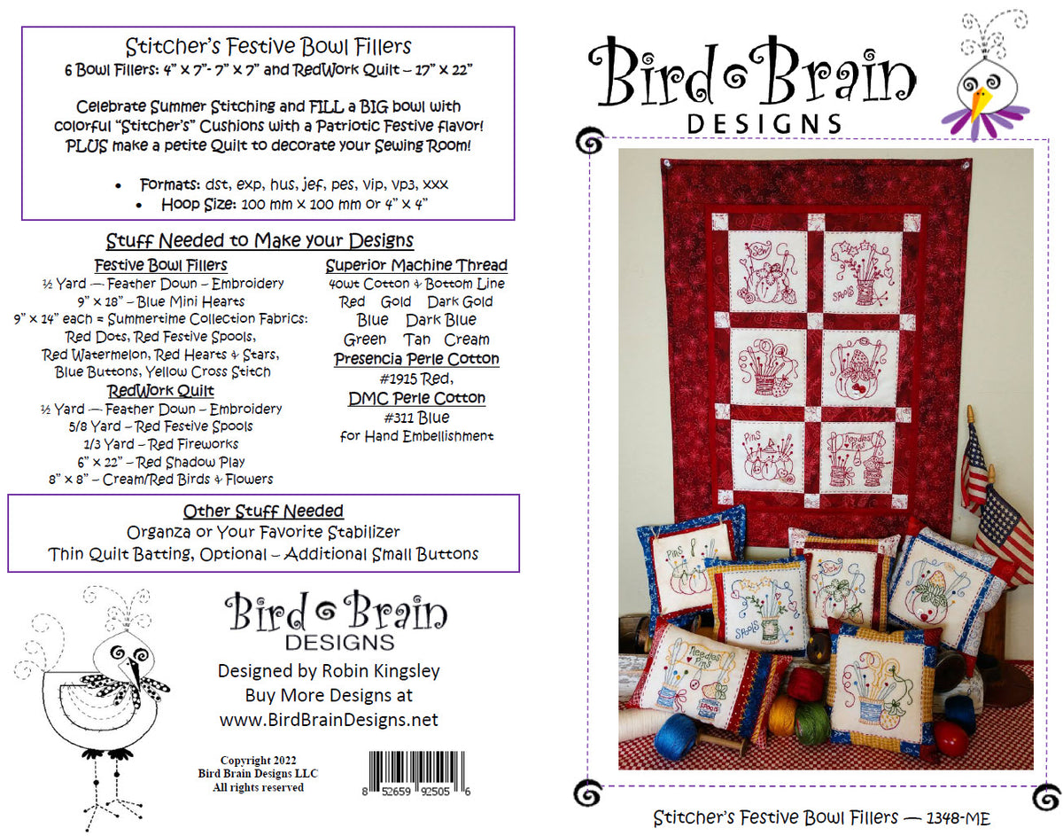 Stitcher's Festive Bowl Fillers & Quilt - Machine Embroidery Pattern - Download