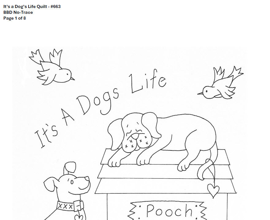 It's A Dog's Life Quilt - Hand Embroidery Pattern - Shipped