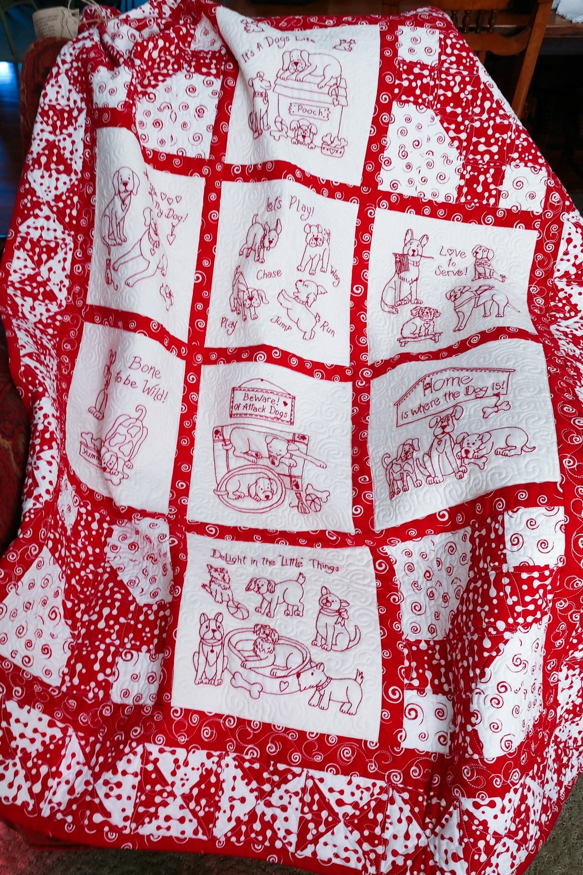 It's A Dog's Life Quilt - Hand Embroidery Pattern - Shipped