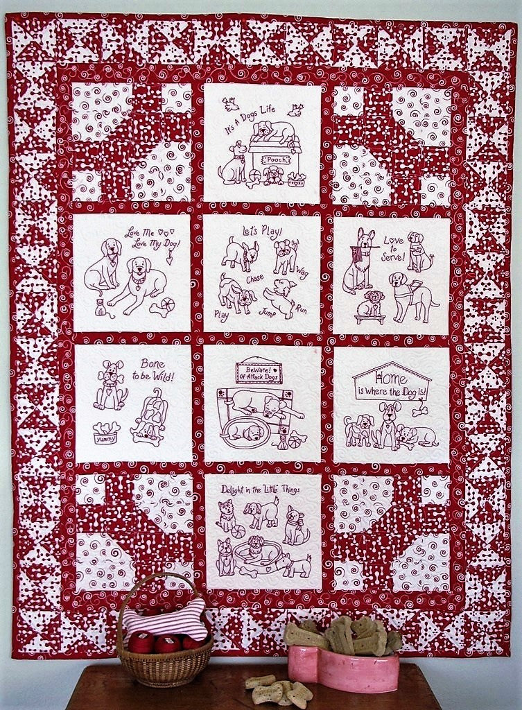 It's A Dog's Life Quilt - Hand Embroidery Pattern - Shipped