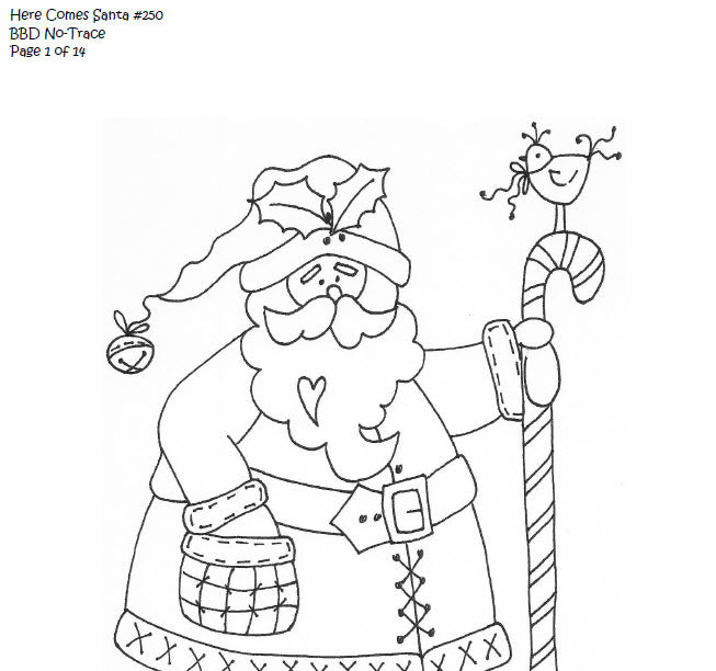 Here Comes Santa Quilt - Hand Embroidery Pattern - Shipped
