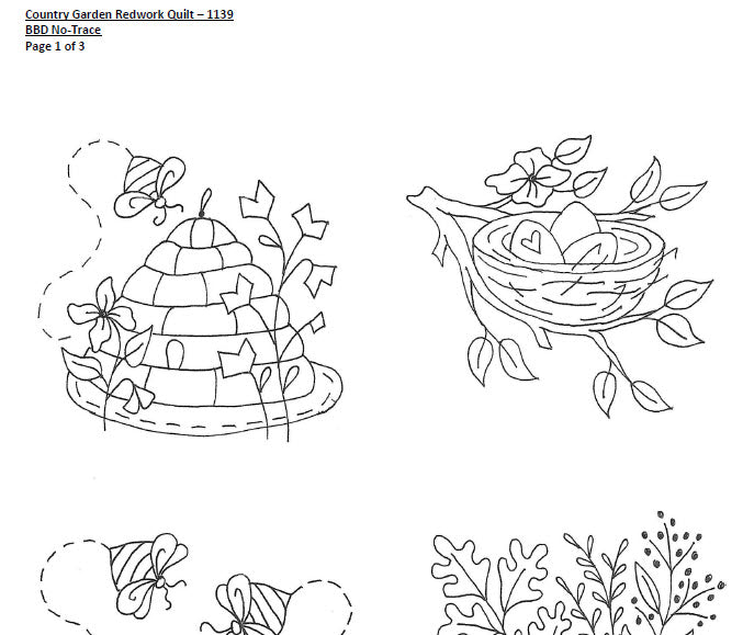 Country Garden Quilt - Hand Embroidery Pattern - Shipped