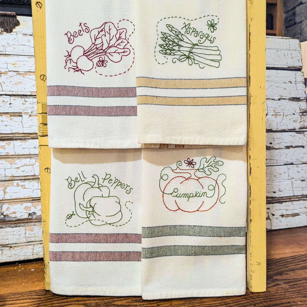 Fruit & Veggie Tea Towel Collection - Hand Embroidery Pattern - Download