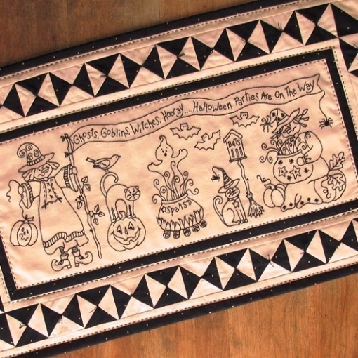 Picture of Witches Hooray Table Runner - Hand Embroidery Pattern -Shipped